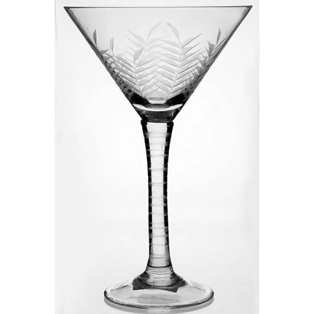 TOMMY BAHAMA ETCHED PALM MARTINI GLASSES/ Set of 2 / Néw